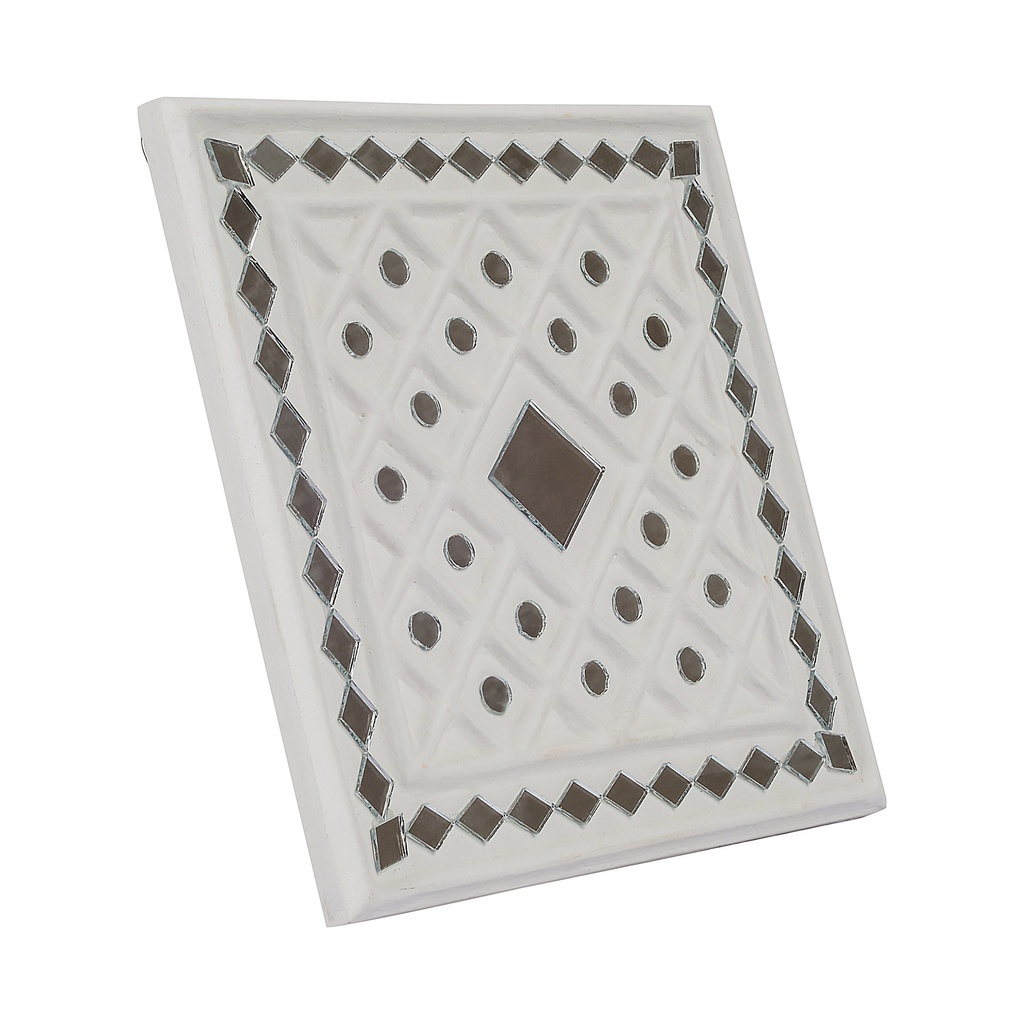 Handcrafted White Mud and Mirror Work Wall Hanging