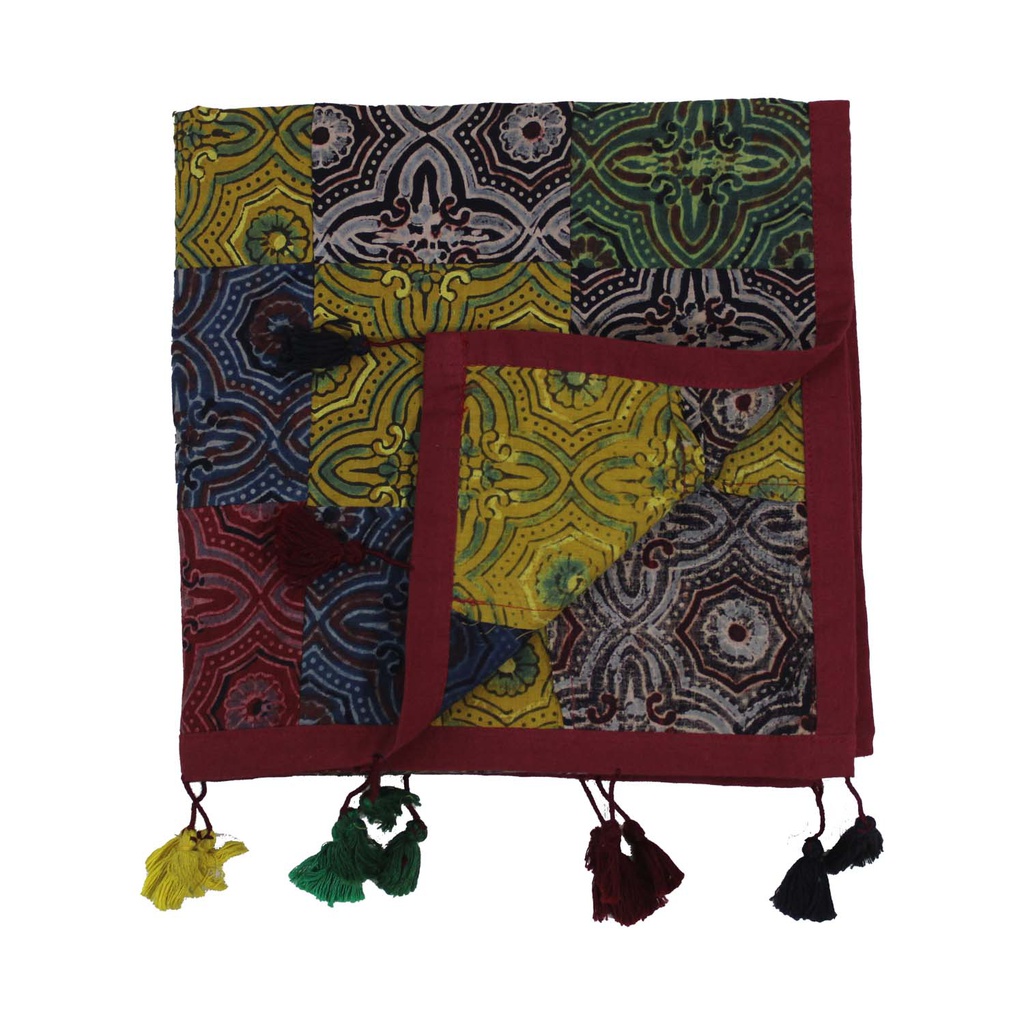 Ajrakh Hand Block Print Patchwork Cotton Stole
