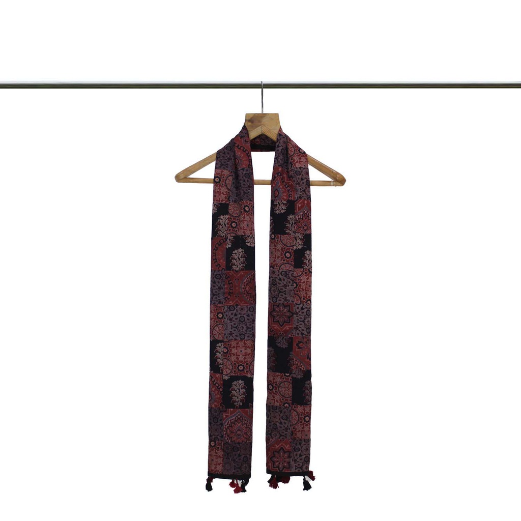Ajrakh Hand Block Print Patchwork Cotton Stole