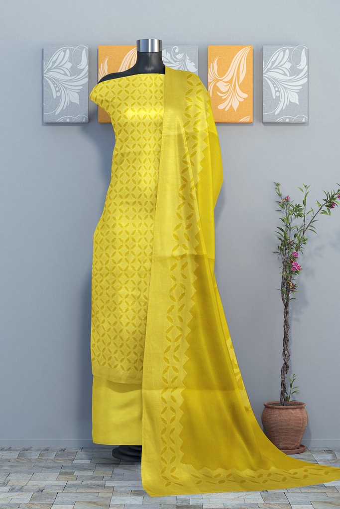 Handcrafted Cotton Applique Work Dress Material / Salwar Suit