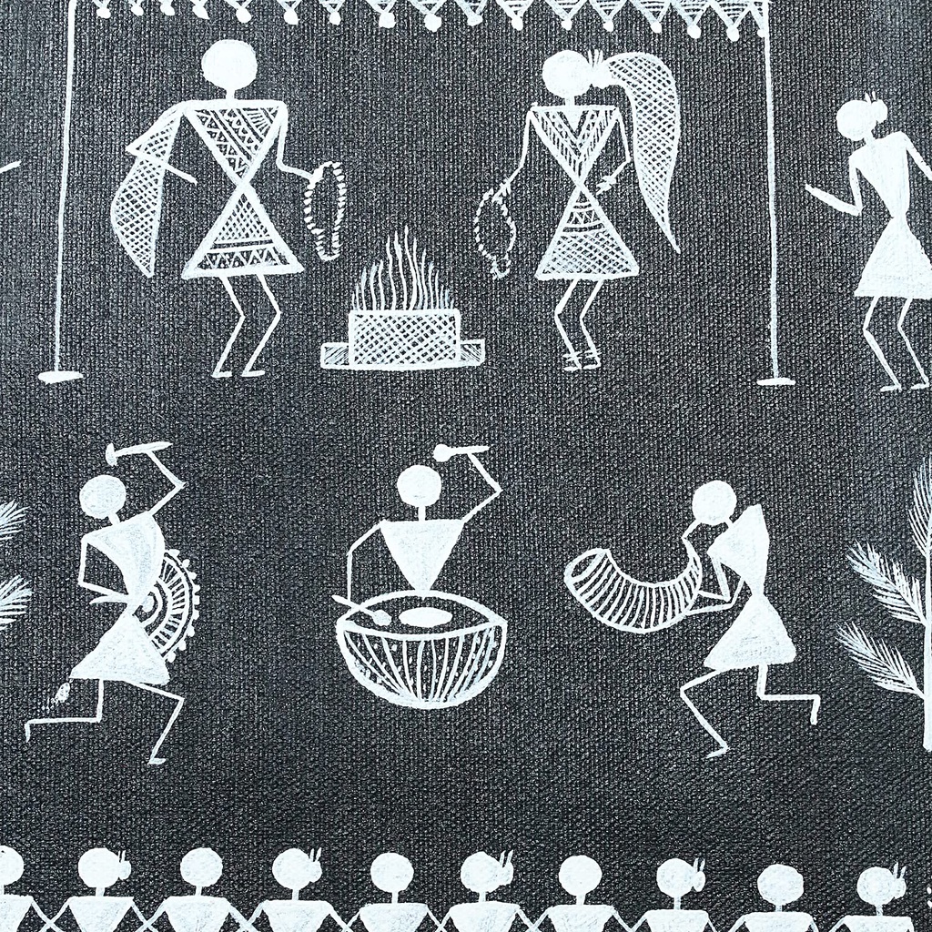 Handmade Black Warli Painting