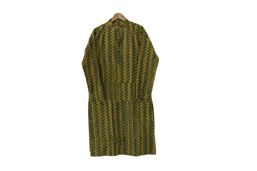 Men Hand Block Print Cotton Kurta