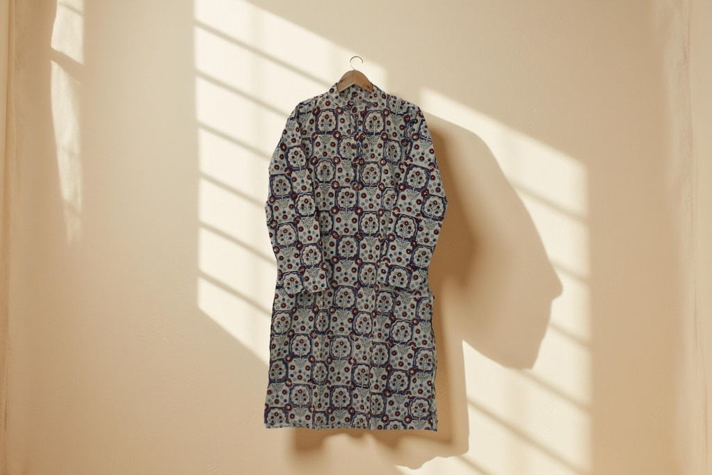 Men Hand Block Print Cotton Kurta