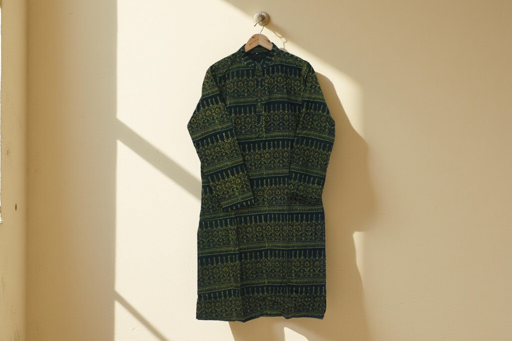 Men Hand Block Print Cotton Kurta