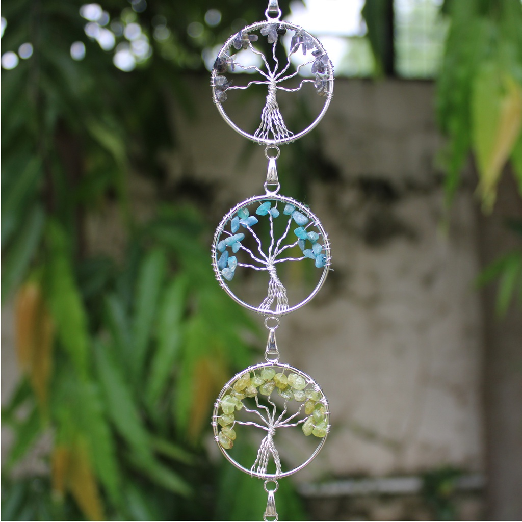 Handcrafted Tree of Life Agate Slice Wind Chime