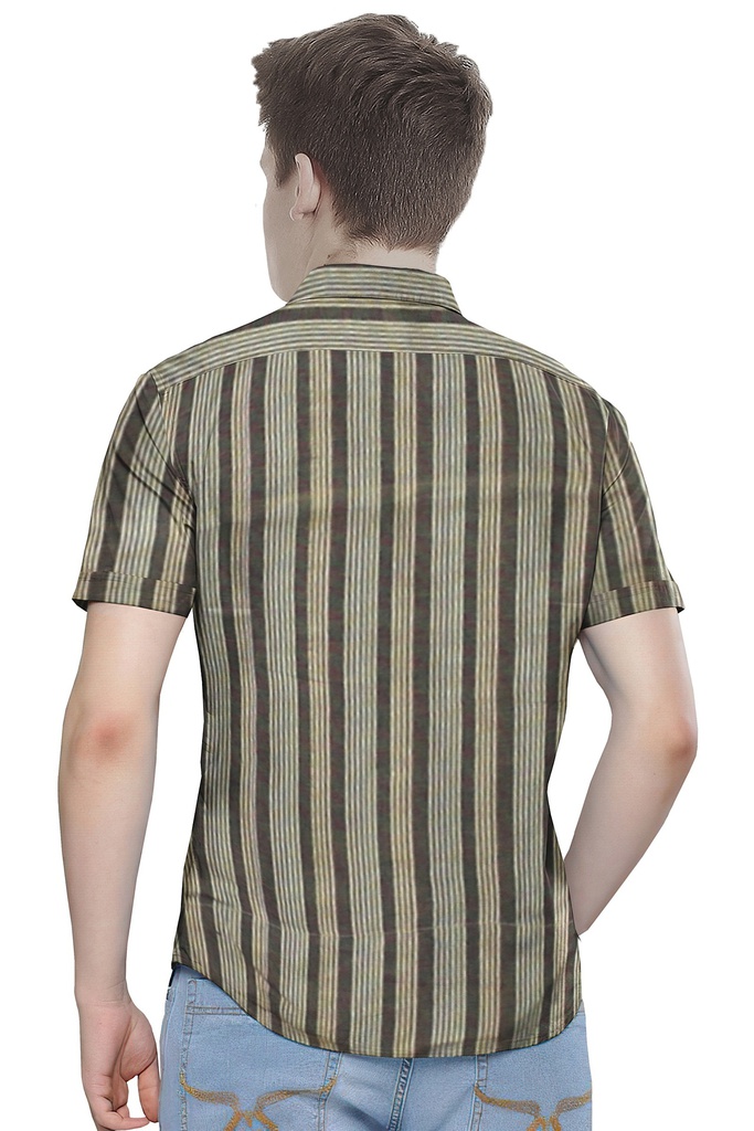 Men’s Short-Sleeve Striped Casual Shirt