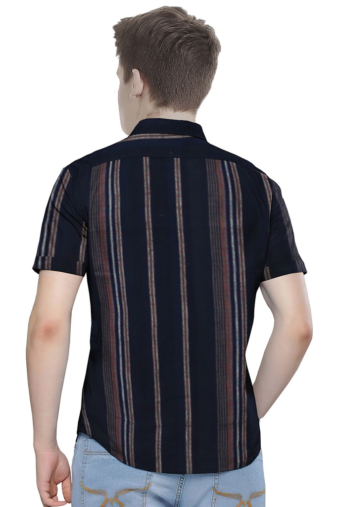 Men’s Short-Sleeve Striped Casual Shirt
