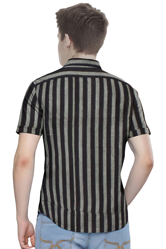Men’s Short-Sleeve Striped Casual Shirt