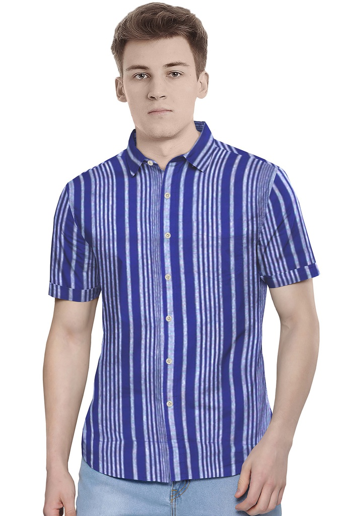 Men’s Short-Sleeve Striped Casual Shirt