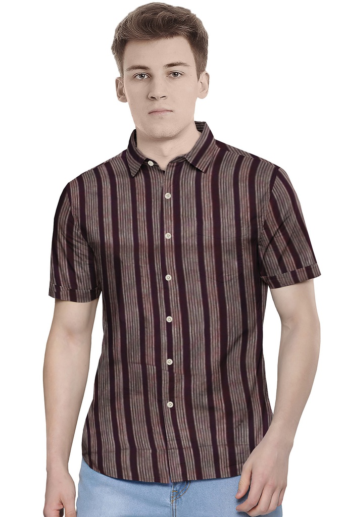 Men’s Short-Sleeve Striped Casual Shirt