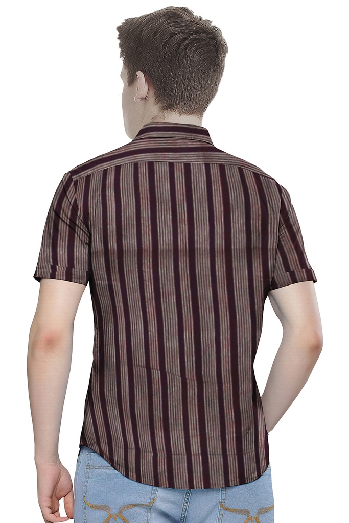 Men’s Short-Sleeve Striped Casual Shirt