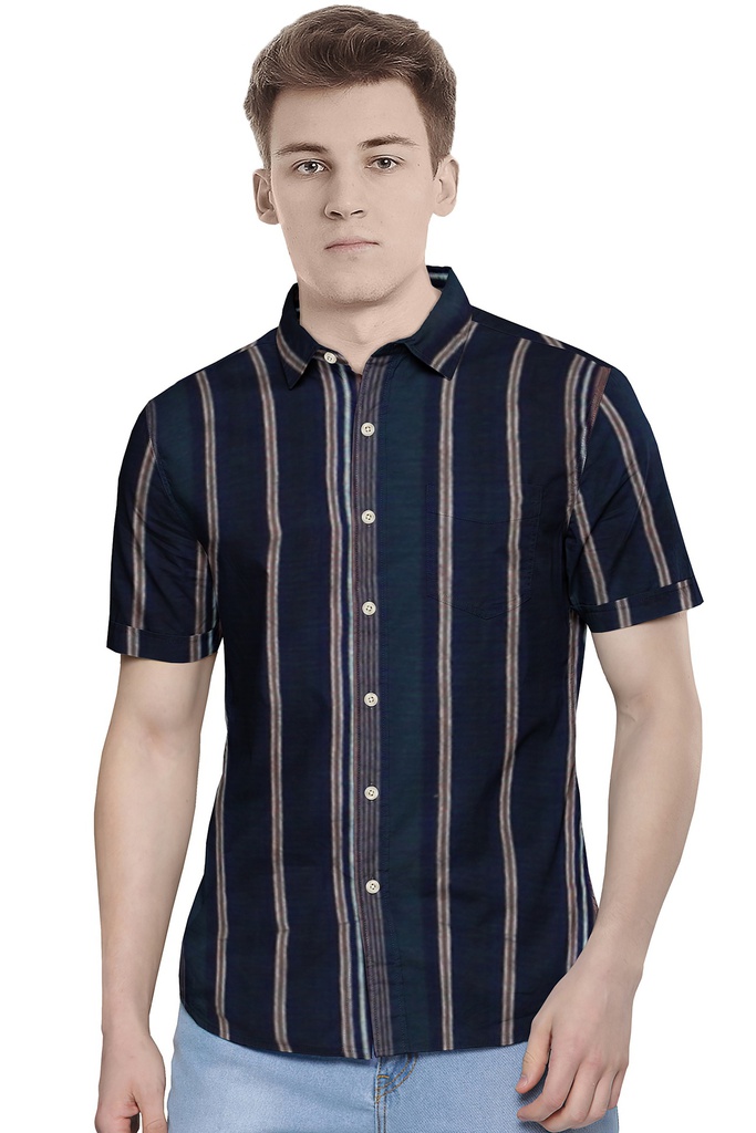 Men’s Short-Sleeve Striped Casual Shirt