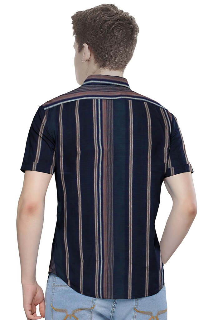 Men’s Short-Sleeve Striped Casual Shirt