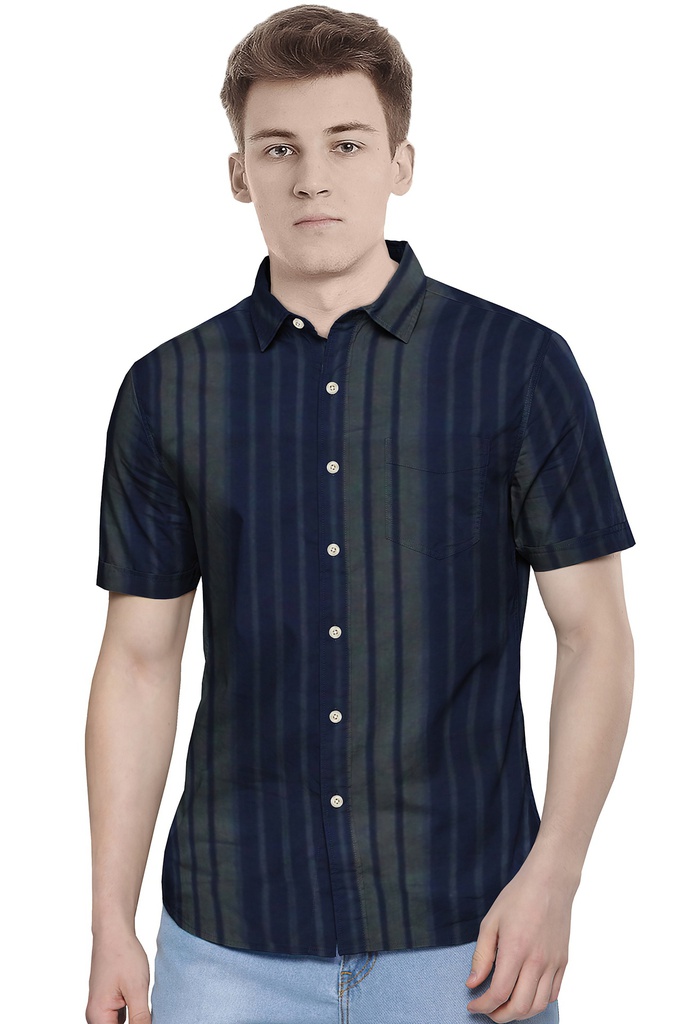 Men’s Short-Sleeve Striped Casual Shirt