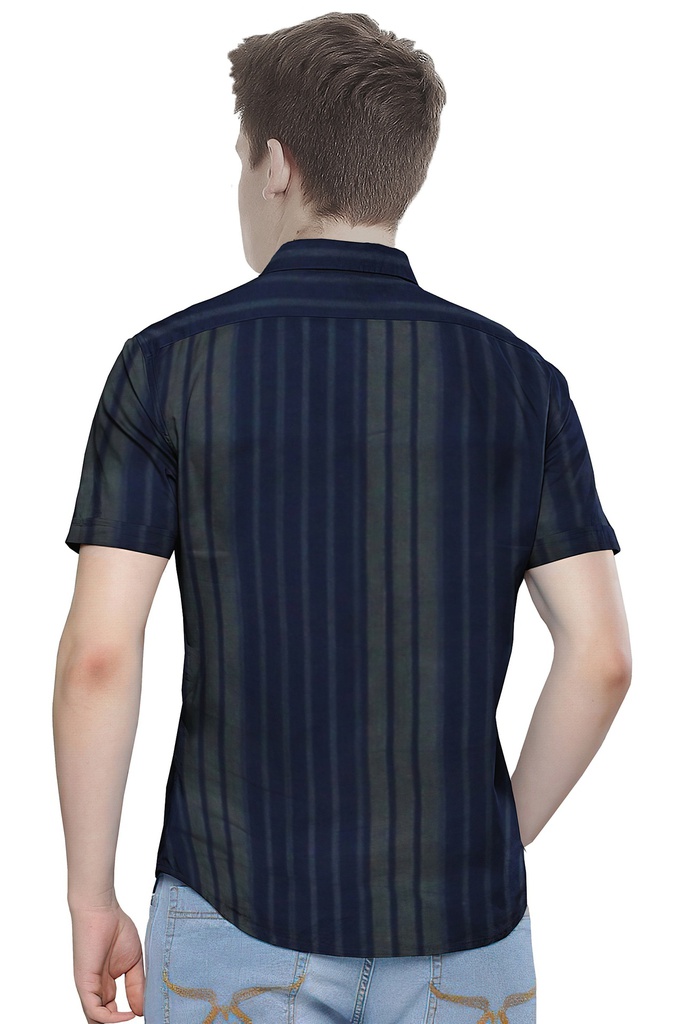 Men’s Short-Sleeve Striped Casual Shirt