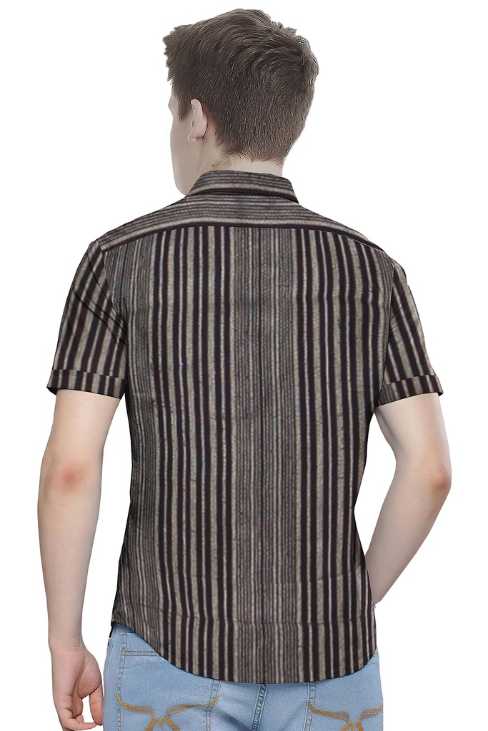 Men’s Short-Sleeve Striped Casual Shirt