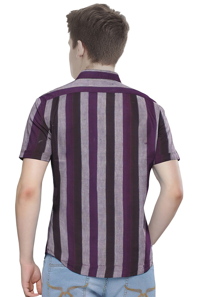 Men’s Short-Sleeve Striped Casual Shirt