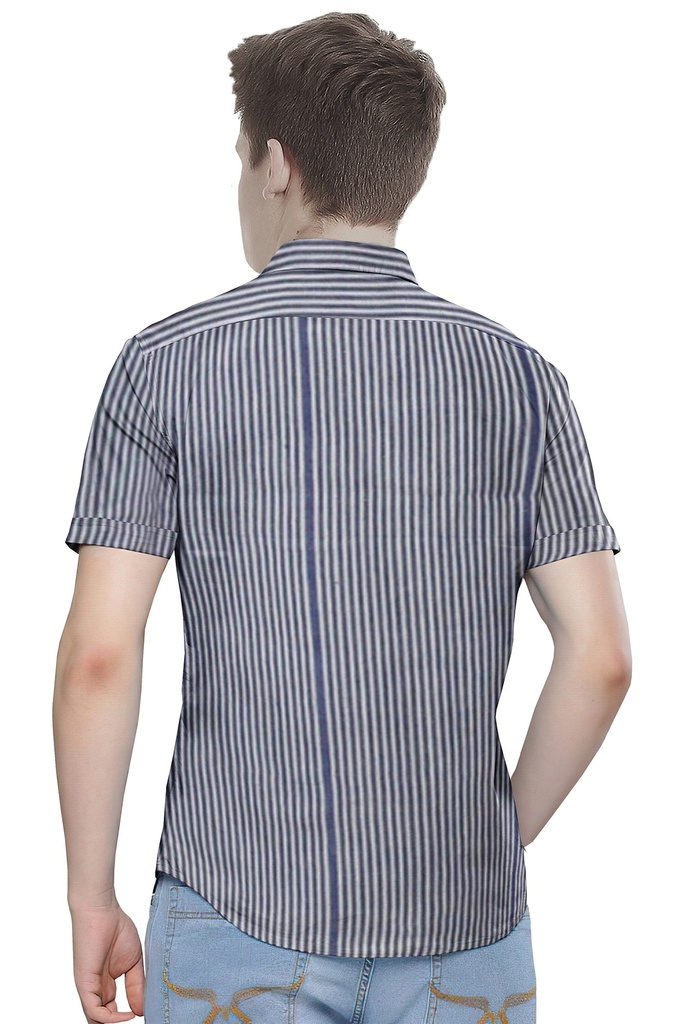 Men’s Short-Sleeve Striped Casual Shirt