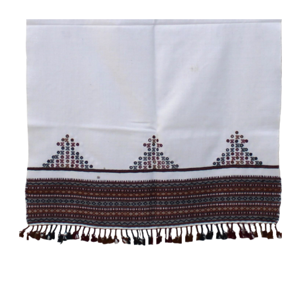 Burnt Orange Embroidered Handwoven Stole With Mirror Work