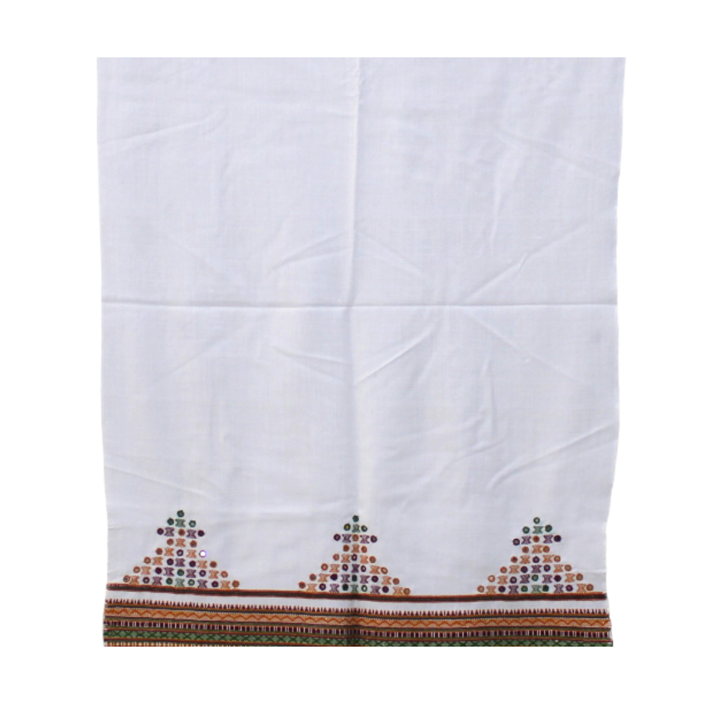 Burnt Orange Embroidered Handwoven Stole With Mirror Work