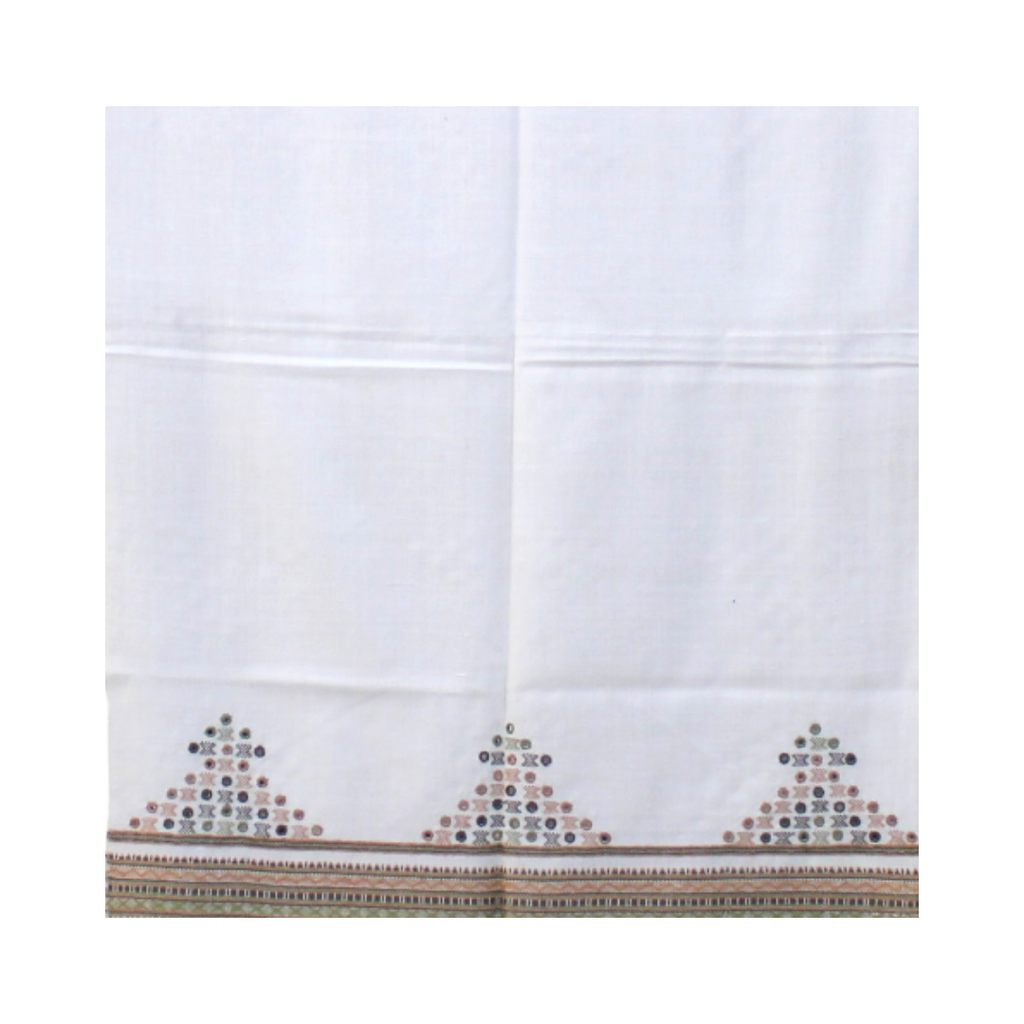 Embroidered Handwoven Stole With Mirror Work