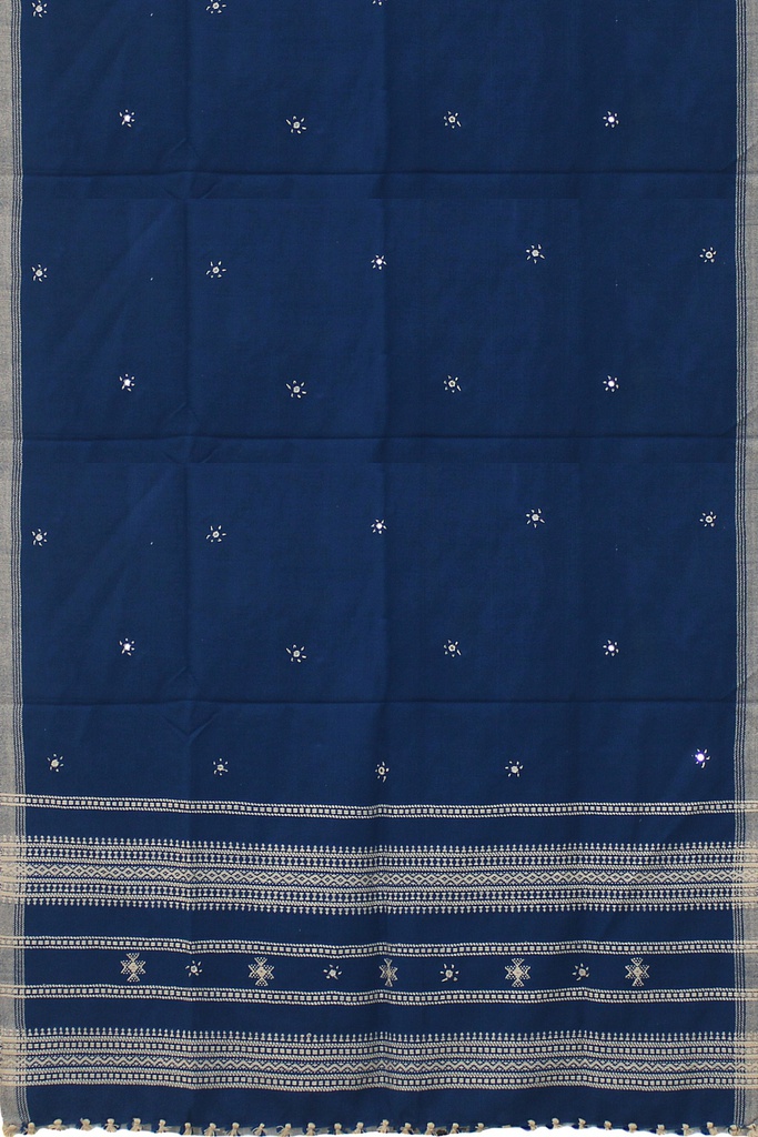 Handwoven Acrylic Woolen Shawl With Mirror Work
