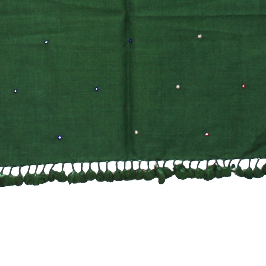 Handcrafted Wool Stole with Mirror Work and Tassels