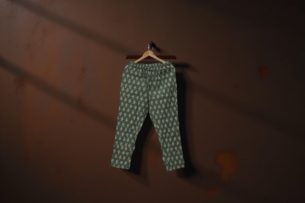 Elegant Cotton Block-Print Comfort Pants / Trouser