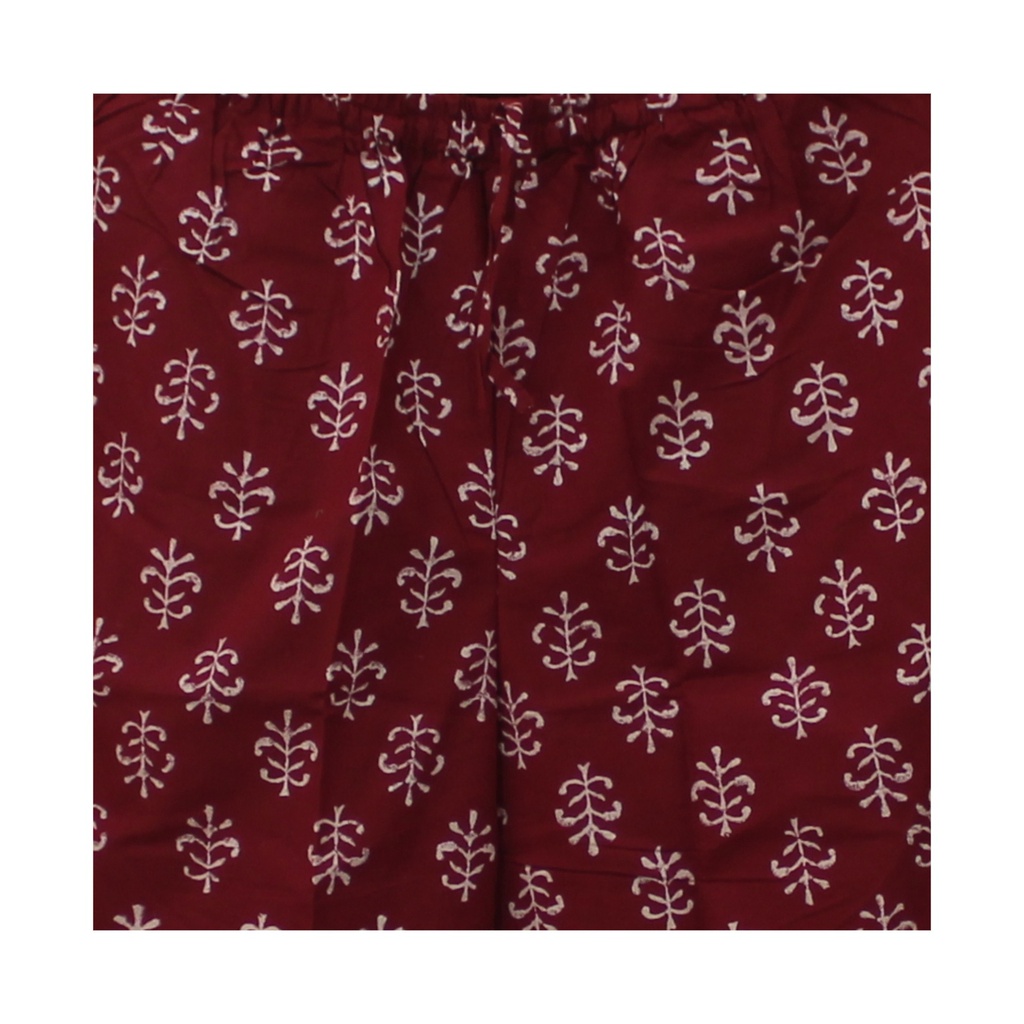 Elegant Cotton Block-Print Comfort Pants / Trouser