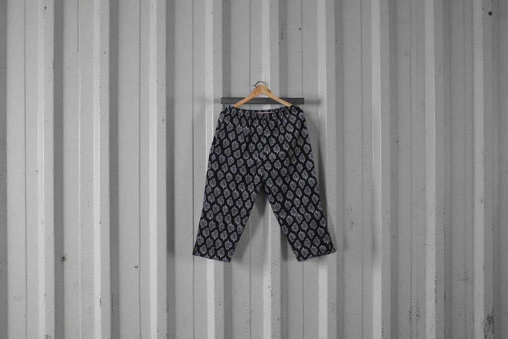 Elegant Cotton Block-Print Comfort Pants / Trouser