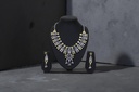 Handcrafted Oxidized German Silver Kundan Necklace Set with Earrings