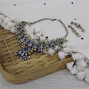 Handcrafted Oxidized German Silver Kundan Necklace Set with Earrings