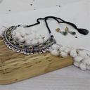 Handcrafted Oxidized German Silver Pearl Necklace Set with Stone Work &amp; Earrings