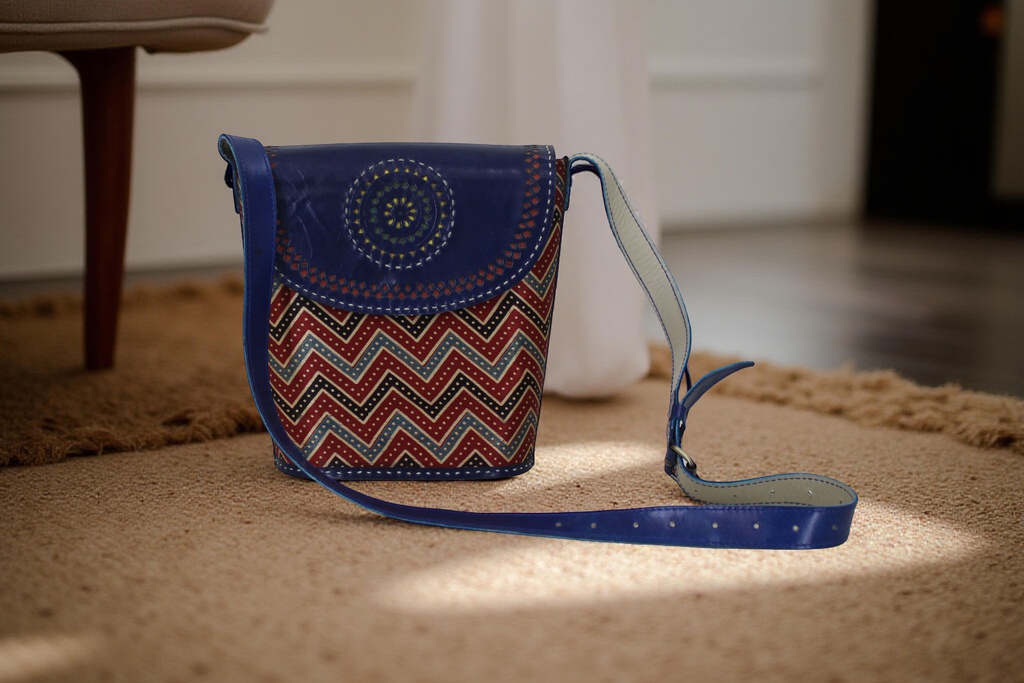 Handcrafted Kutchi Leather Sling Bag
