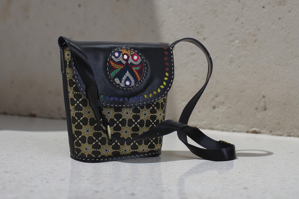 Handcrafted Kutchi Leather Sling Bag