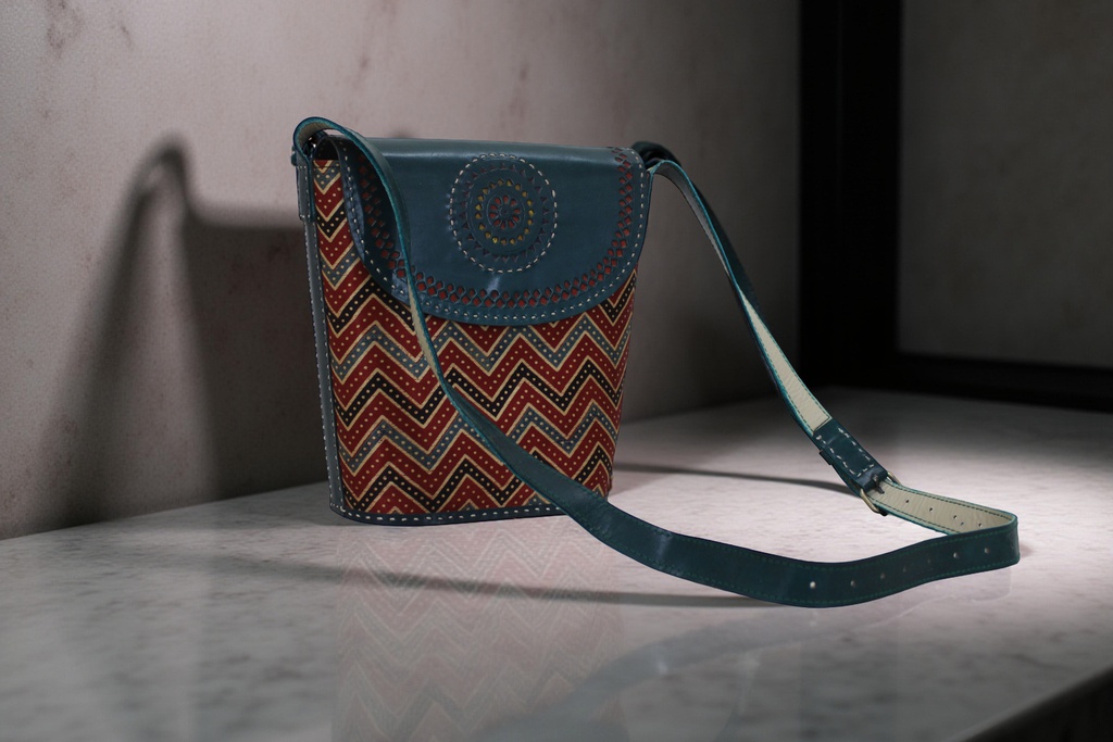 Handcrafted Kutchi Leather Sling Bag