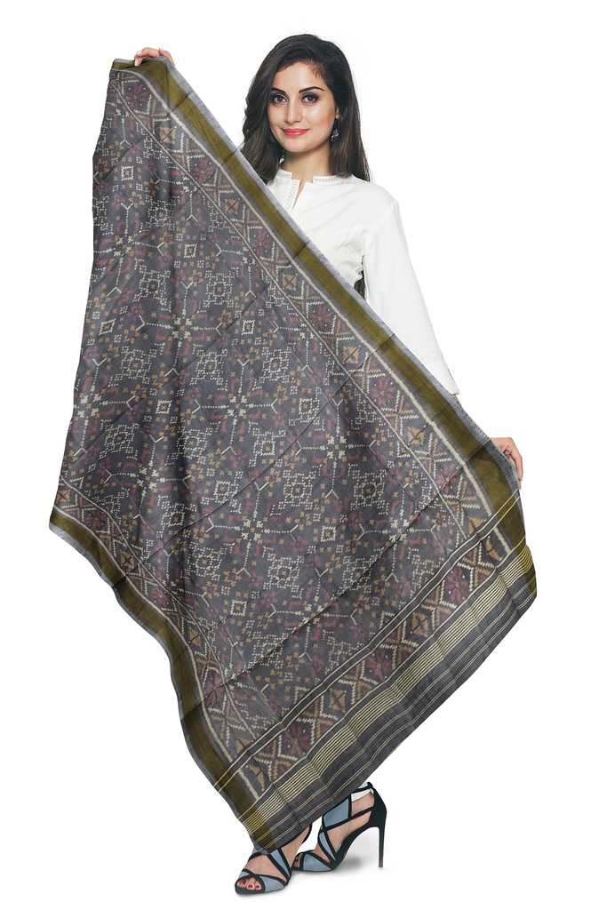 Handloom Single Ikat Patola Silk Dupatta