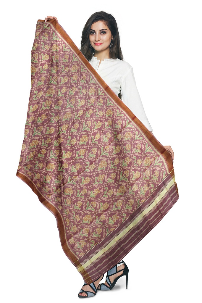 Handloom Single Ikat Patola Silk Dupatta
