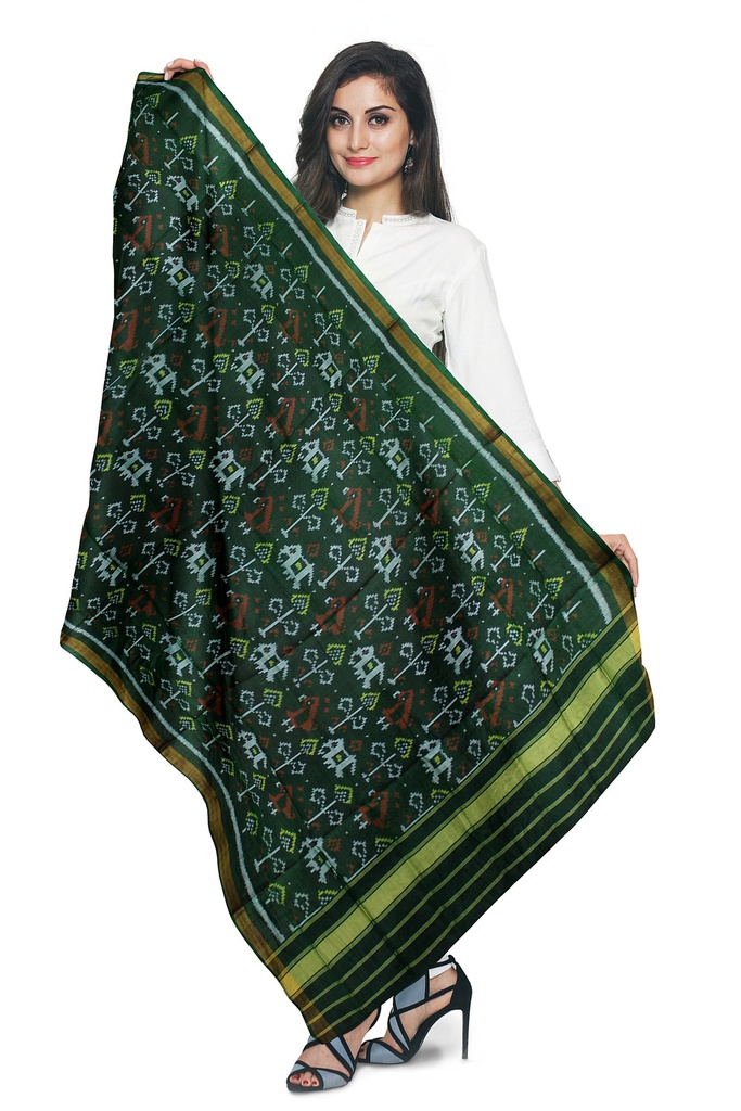 Handloom Single Ikat Patola Silk Dupatta