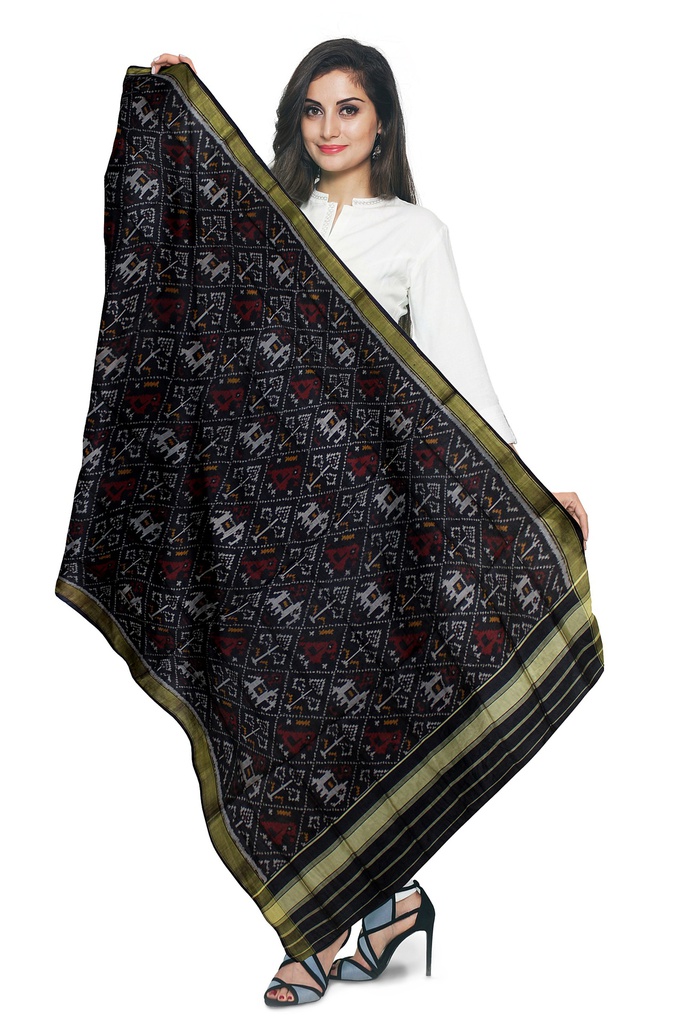 Handloom Single Ikat Patola Silk Dupatta