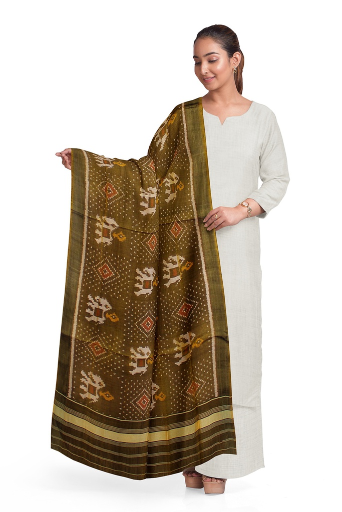 Handloom Single Ikat Patola Silk Dupatta