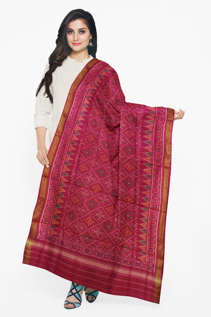 Handloom Single Ikat Patola Silk Dupatta