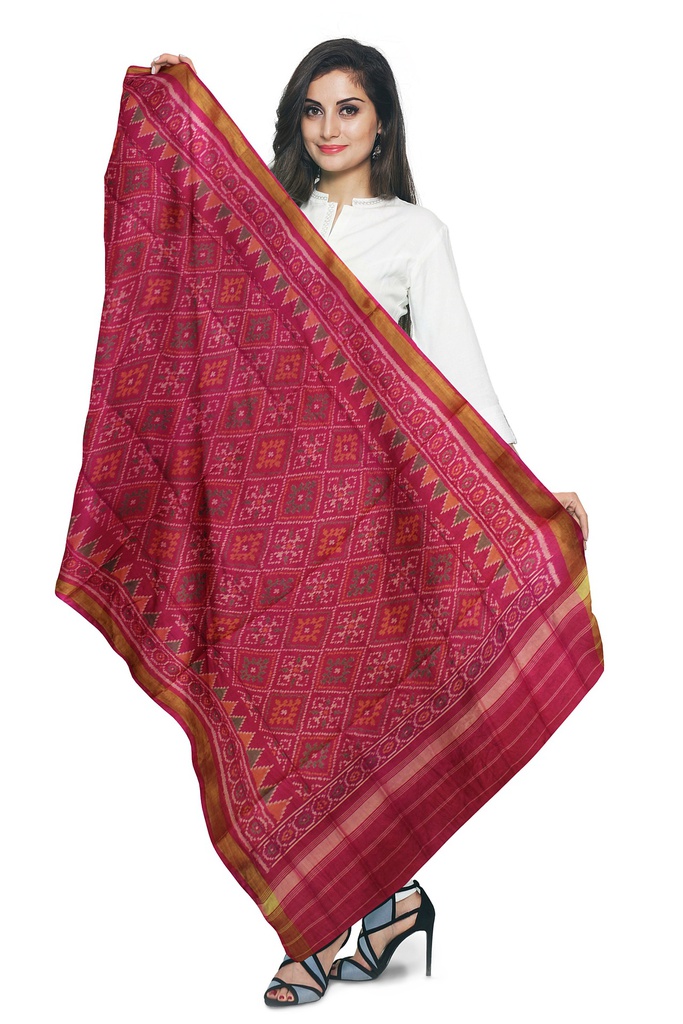 Handloom Single Ikat Patola Silk Dupatta