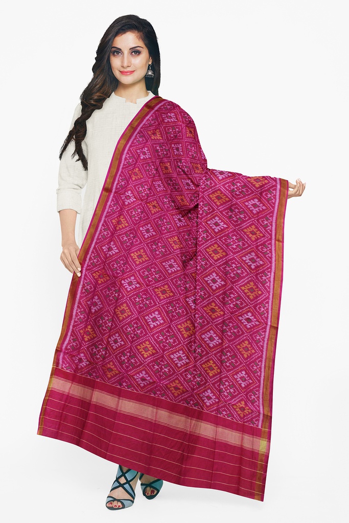 Handloom Single Ikat Patola Silk Dupatta