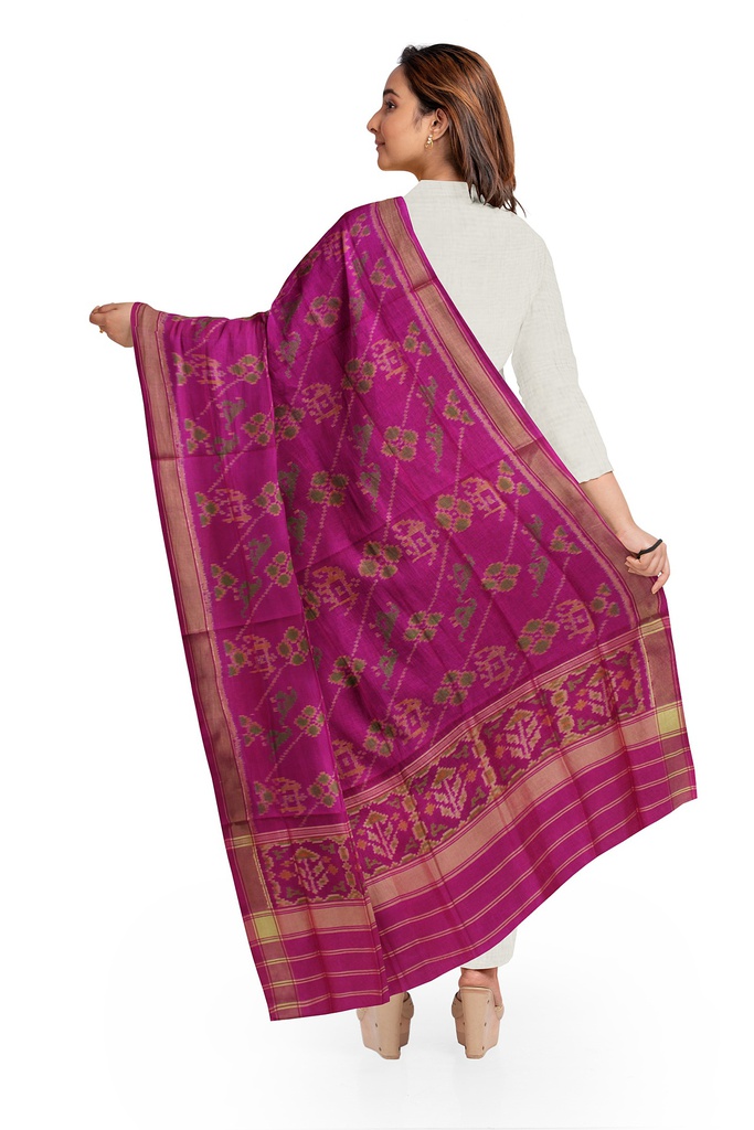 Handloom Single Ikat Patola Silk Dupatta