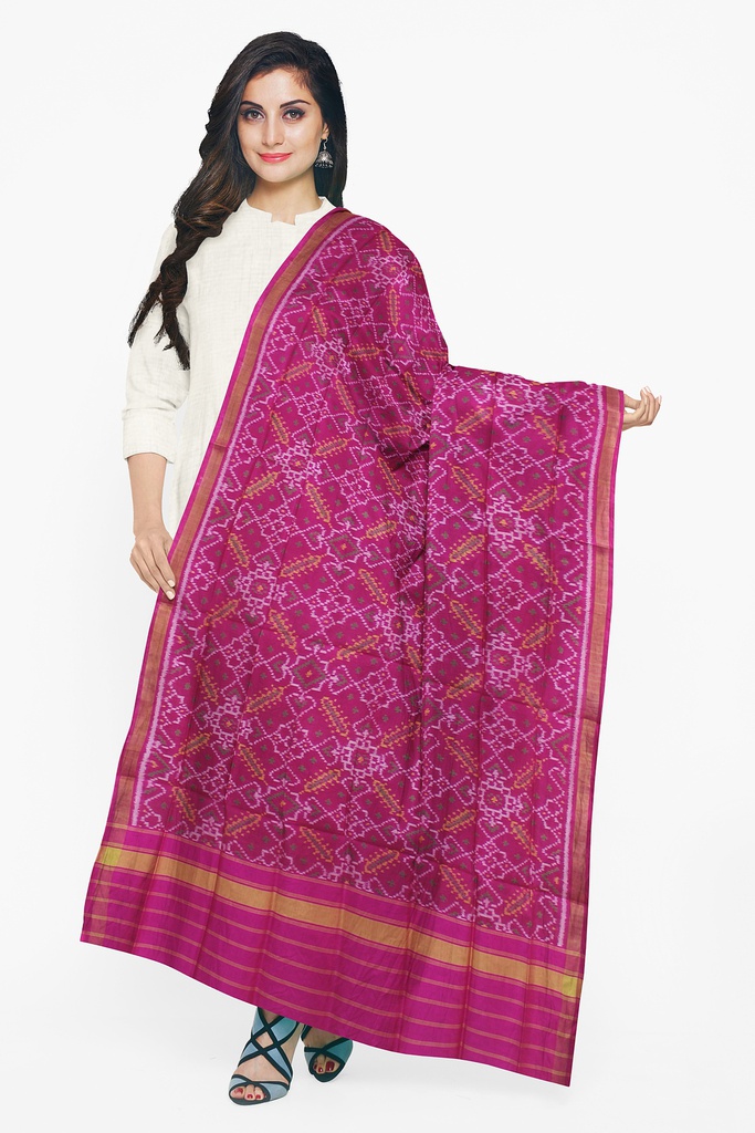 Handloom Single Ikat Patola Silk Dupatta