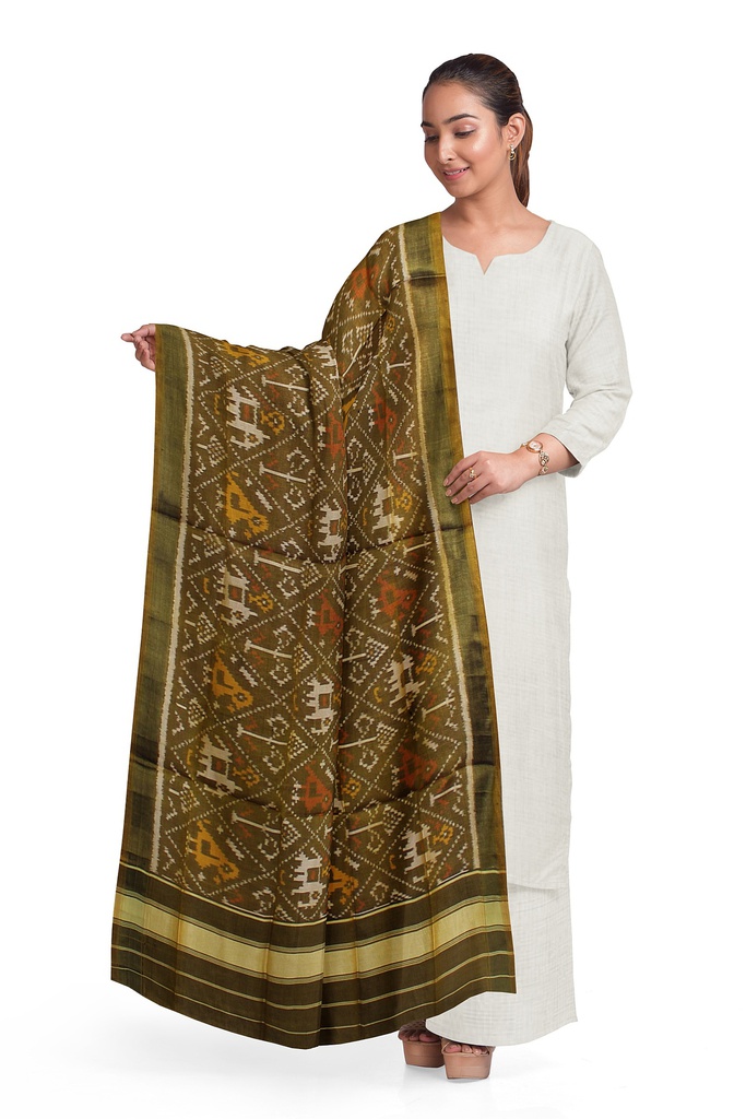Handloom Single Ikat Patola Silk Dupatta