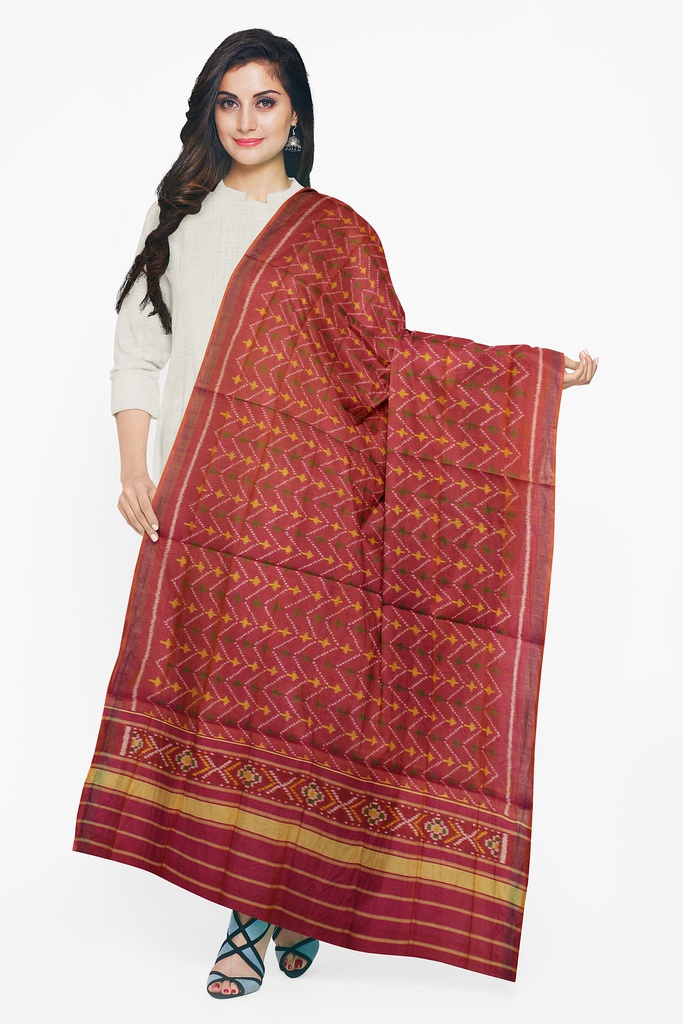 Handloom Single Ikat Patola Silk Dupatta