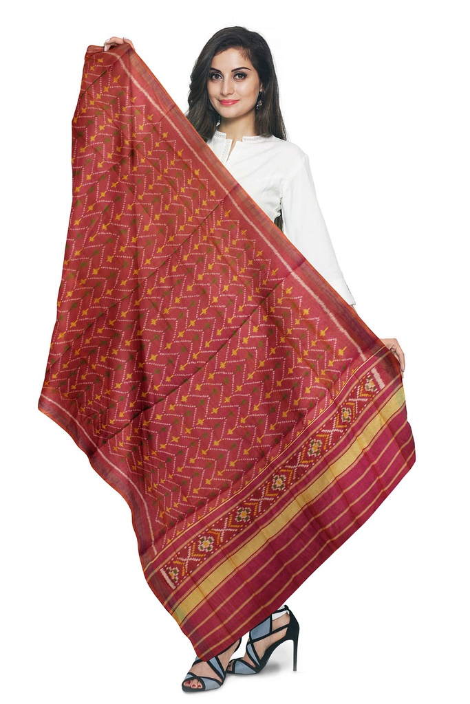 Handloom Single Ikat Patola Silk Dupatta