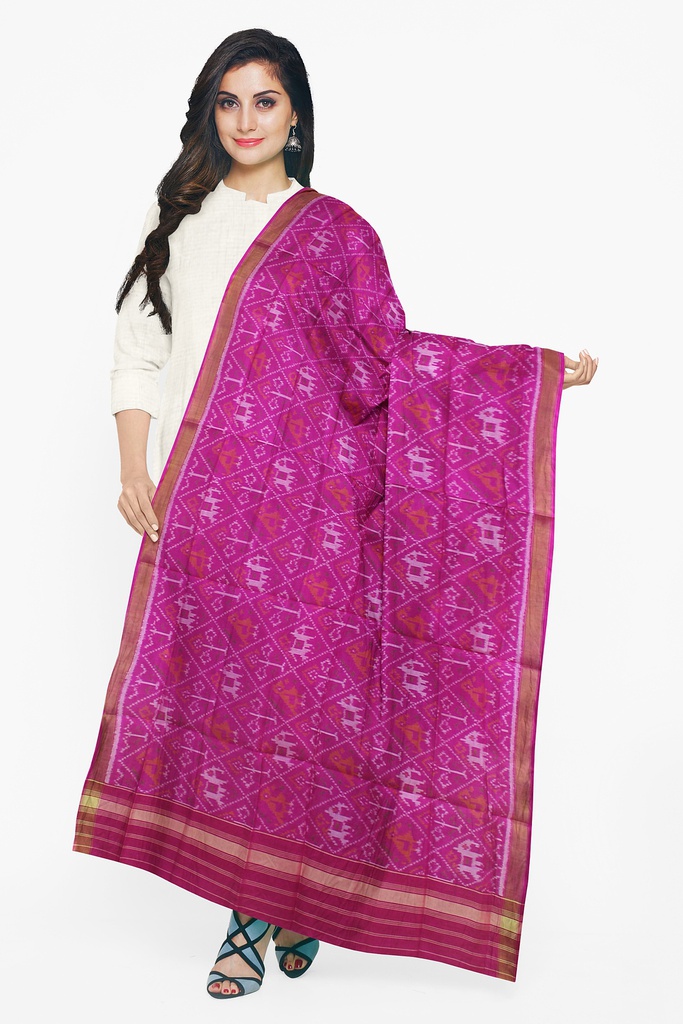 Handloom Single Ikat Patola Silk Dupatta